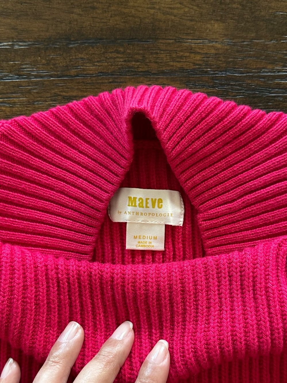 NWOT! Maeve Ribbed Mock Neck Sweater in Bright Pink - Picture 2 of 2